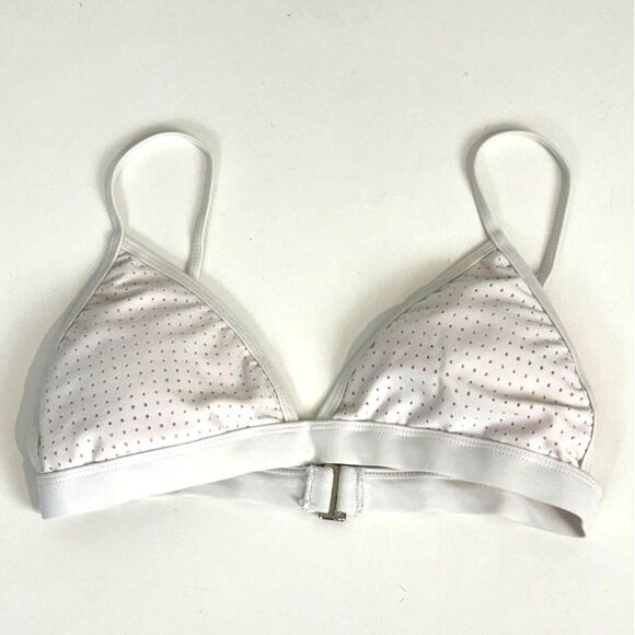 Fabletics White Perforated Triangle Bikini Top M - Picture 3 of 8